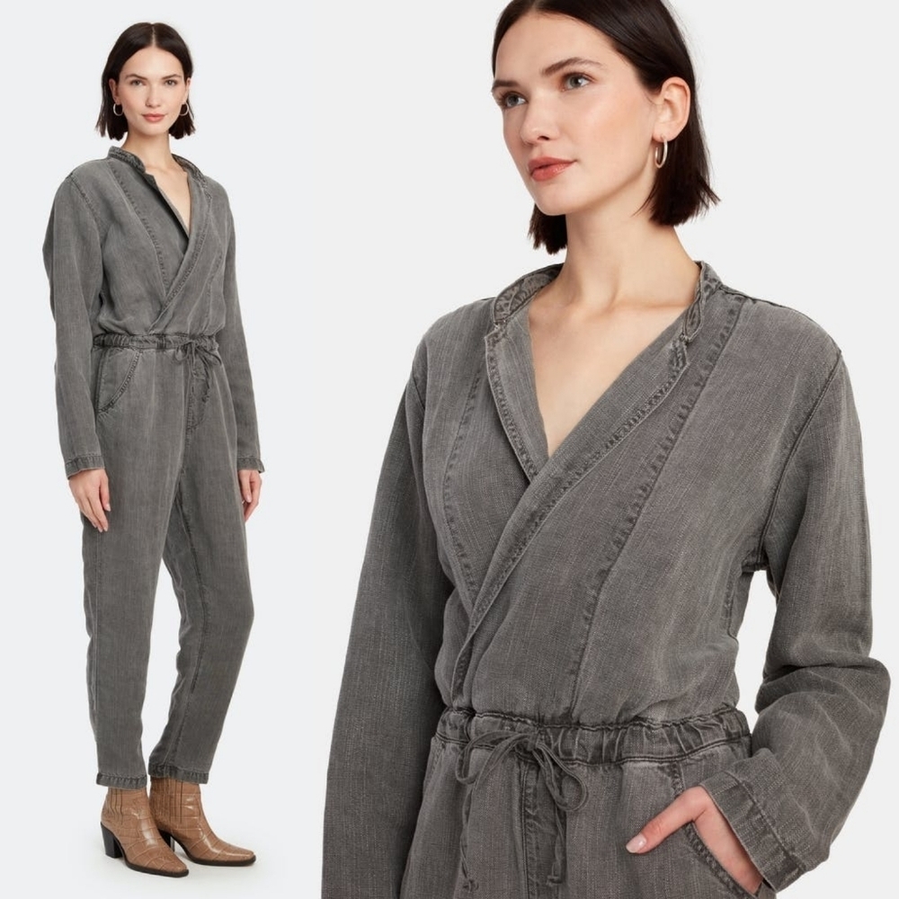 NSF | NWT Alana Tie Waist Linen Tencel Boiler Jumpsuit